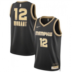 Men Memphis Grizzlies 12 Ja Morant Black 2024 Select Series Stitched Jersey