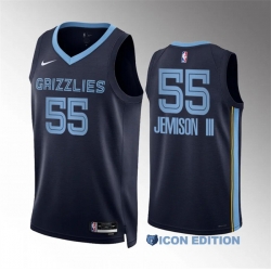 Men Memphis Grizzlies 55 Trey Jemison Iii Navy Icon Edition Stitched Jersey