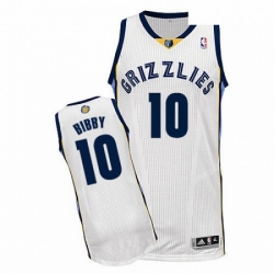 Mens Adidas Memphis Grizzlies 10 Mike Bibby Authentic White Home NBA Jersey 