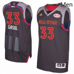 Mens Adidas Memphis Grizzlies 33 Marc Gasol Authentic Charcoal 2017 All Star NBA Jersey