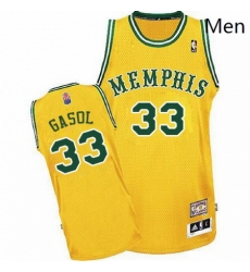 Mens Adidas Memphis Grizzlies 33 Marc Gasol Authentic Gold ABA Hardwood Classic NBA Jersey