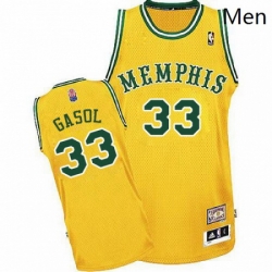 Mens Adidas Memphis Grizzlies 33 Marc Gasol Authentic Gold ABA Hardwood Classic NBA Jersey