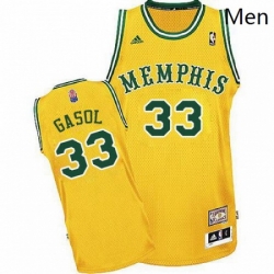 Mens Adidas Memphis Grizzlies 33 Marc Gasol Swingman Gold ABA Hardwood Classic NBA Jersey