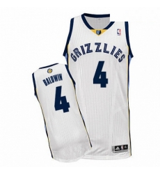 Mens Adidas Memphis Grizzlies 4 Wade Baldwin Authentic White Home NBA Jersey 
