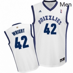 Mens Adidas Memphis Grizzlies 42 Lorenzen Wright Swingman White Home NBA Jersey