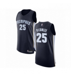 Mens Memphis Grizzlies 25 Miles Plumlee Authentic Navy Blue Basketball Jersey Icon Edition 