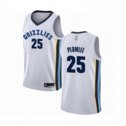 Mens Memphis Grizzlies 25 Miles Plumlee Authentic White Basketball Jersey Association Edition 