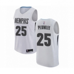 Mens Memphis Grizzlies 25 Miles Plumlee Authentic White Basketball Jersey City Edition 