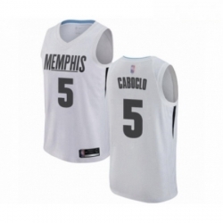 Mens Memphis Grizzlies 5 Bruno Caboclo Authentic White Basketball Jersey City Edition 