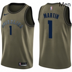 Mens Nike Memphis Grizzlies 1 Jarell Martin Swingman Green Salute to Service NBA Jersey 