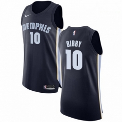 Mens Nike Memphis Grizzlies 10 Mike Bibby Authentic Navy Blue Road NBA Jersey Icon Edition 
