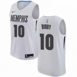 Mens Nike Memphis Grizzlies 10 Mike Bibby Authentic White NBA Jersey City Edition 