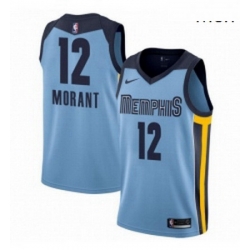 Mens Nike Memphis Grizzlies 12 Ja Morant Light Blue NBA Swingman Statement Edition Jersey 