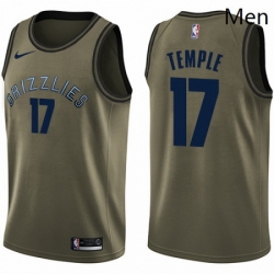 Mens Nike Memphis Grizzlies 17 Garrett Temple Swingman Green Salute to Service NBA Jersey 