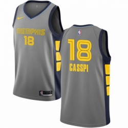 Mens Nike Memphis Grizzlies 18 Omri Casspi Swingman Gray NBA Jersey City Edition 