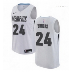 Mens Nike Memphis Grizzlies 24 Dillon Brooks Authentic White NBA Jersey City Edition 