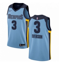 Mens Nike Memphis Grizzlies 3 Allen Iverson Authentic Light Blue NBA Jersey Statement Edition 
