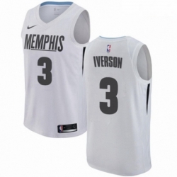 Mens Nike Memphis Grizzlies 3 Allen Iverson Authentic White NBA Jersey City Edition 
