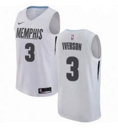 Mens Nike Memphis Grizzlies 3 Allen Iverson Swingman White NBA Jersey City Edition 