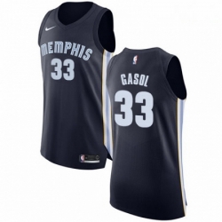 Mens Nike Memphis Grizzlies 33 Marc Gasol Authentic Navy Blue Road NBA Jersey Icon Edition