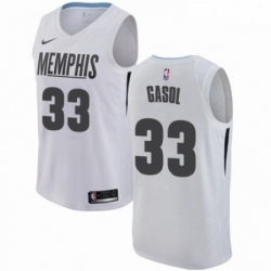 Mens Nike Memphis Grizzlies 33 Marc Gasol Authentic White NBA Jersey City Edition