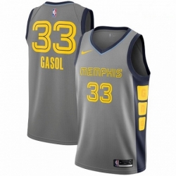 Mens Nike Memphis Grizzlies 33 Marc Gasol Swingman Gray NBA Jersey City Edition