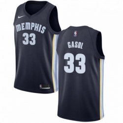 Mens Nike Memphis Grizzlies 33 Marc Gasol Swingman Navy Blue Road NBA Jersey Icon Edition