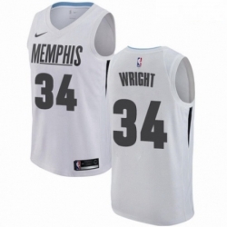 Mens Nike Memphis Grizzlies 34 Brandan Wright Authentic White NBA Jersey City Edition 