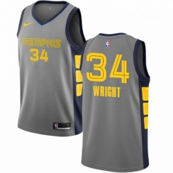 Mens Nike Memphis Grizzlies 34 Brandan Wright Swingman Gray NBA Jersey City Edition 