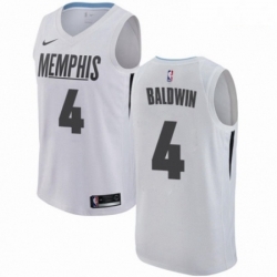Mens Nike Memphis Grizzlies 4 Wade Baldwin Authentic White NBA Jersey City Edition 