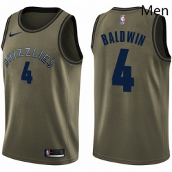 Mens Nike Memphis Grizzlies 4 Wade Baldwin Swingman Green Salute to Service NBA Jersey 