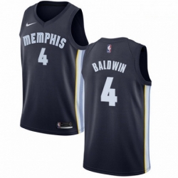 Mens Nike Memphis Grizzlies 4 Wade Baldwin Swingman Navy Blue Road NBA Jersey Icon Edition 