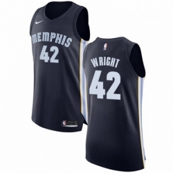 Mens Nike Memphis Grizzlies 42 Lorenzen Wright Authentic Navy Blue Road NBA Jersey Icon Edition