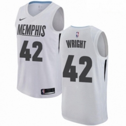 Mens Nike Memphis Grizzlies 42 Lorenzen Wright Swingman White NBA Jersey City Edition