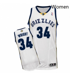 Womens Adidas Memphis Grizzlies 34 Brandan Wright Authentic White Home NBA Jersey 