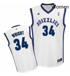 Womens Adidas Memphis Grizzlies 34 Brandan Wright Swingman White Home NBA Jersey 
