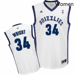 Womens Adidas Memphis Grizzlies 34 Brandan Wright Swingman White Home NBA Jersey 