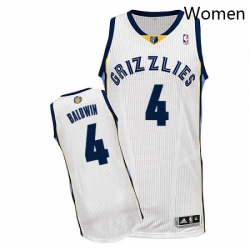 Womens Adidas Memphis Grizzlies 4 Wade Baldwin Authentic White Home NBA Jersey 