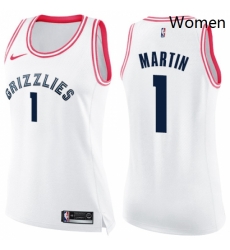 Womens Nike Memphis Grizzlies 1 Jarell Martin Swingman WhitePink Fashion NBA Jersey 