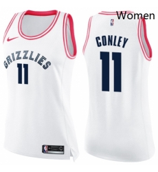 Womens Nike Memphis Grizzlies 11 Mike Conley Swingman WhitePink Fashion NBA Jersey