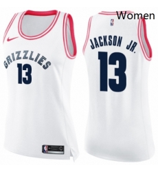 Womens Nike Memphis Grizzlies 13 Jaren Jackson Jr Swingman WhitePink Fashion NBA Jersey 