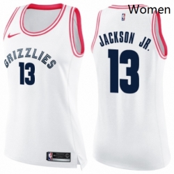 Womens Nike Memphis Grizzlies 13 Jaren Jackson Jr Swingman WhitePink Fashion NBA Jersey 