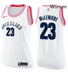 Womens Nike Memphis Grizzlies 23 Ben McLemore Swingman WhitePink Fashion NBA Jersey 