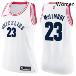 Womens Nike Memphis Grizzlies 23 Ben McLemore Swingman WhitePink Fashion NBA Jersey 