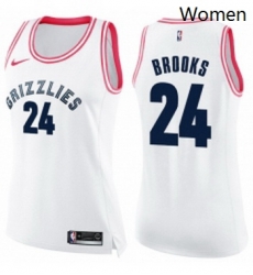 Womens Nike Memphis Grizzlies 24 Dillon Brooks Swingman WhitePink Fashion NBA Jersey 