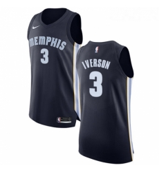 Womens Nike Memphis Grizzlies 3 Allen Iverson Authentic Navy Blue Road NBA Jersey Icon Edition 