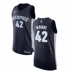 Womens Nike Memphis Grizzlies 42 Lorenzen Wright Authentic Navy Blue Road NBA Jersey Icon Edition