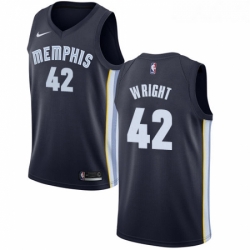 Womens Nike Memphis Grizzlies 42 Lorenzen Wright Swingman Navy Blue Road NBA Jersey Icon Edition