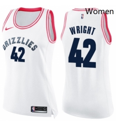 Womens Nike Memphis Grizzlies 42 Lorenzen Wright Swingman WhitePink Fashion NBA Jersey