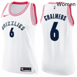 Womens Nike Memphis Grizzlies 6 Mario Chalmers Swingman WhitePink Fashion NBA Jersey 